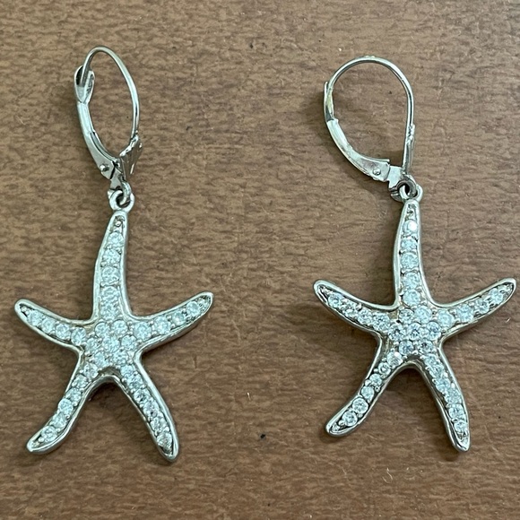 Sterling Silver 925 and crystal starfish pendant and drop earrings- boutique - Picture 13 of 16